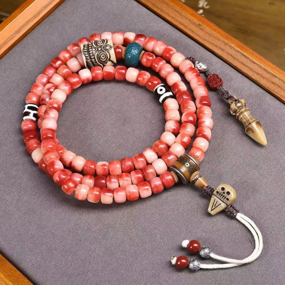 Natural half-blood camel bone barrel beads 108 beads agate dzi beads accessories