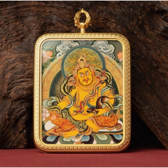 Tibetan Thangka Hand-painted Five-way God of Wealth Pendant Amulet
