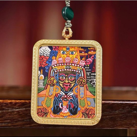 Tibetan thangka hand-painted Zakiram pendant amulet